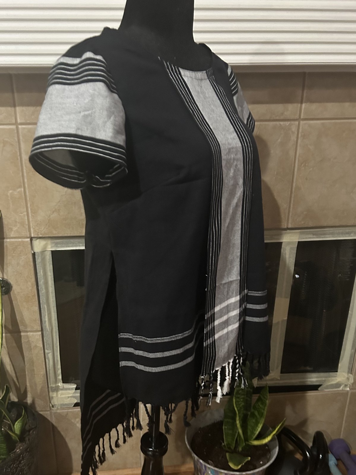 Wrap top styled with necklace